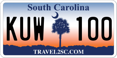 SC license plate KUW100
