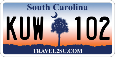 SC license plate KUW102