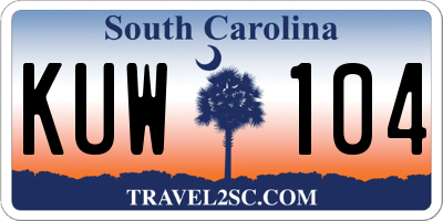 SC license plate KUW104