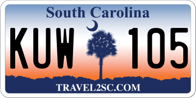 SC license plate KUW105