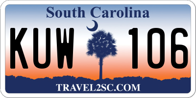 SC license plate KUW106