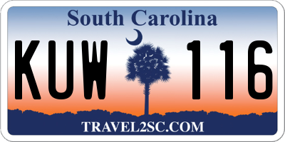 SC license plate KUW116