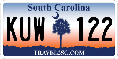 SC license plate KUW122