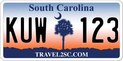 SC license plate KUW123