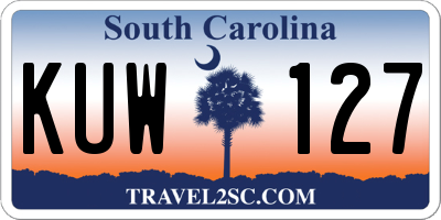 SC license plate KUW127