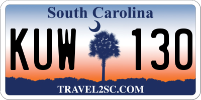SC license plate KUW130