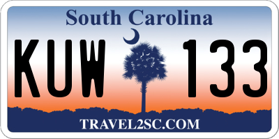 SC license plate KUW133