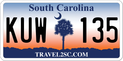 SC license plate KUW135