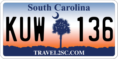 SC license plate KUW136