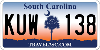 SC license plate KUW138