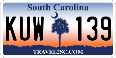SC license plate KUW139
