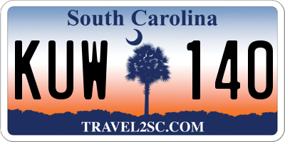 SC license plate KUW140