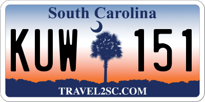 SC license plate KUW151