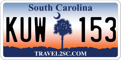 SC license plate KUW153