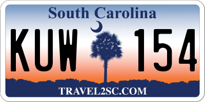 SC license plate KUW154