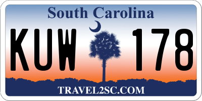 SC license plate KUW178