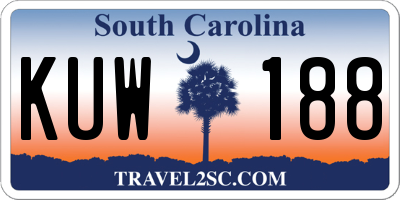 SC license plate KUW188
