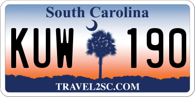 SC license plate KUW190