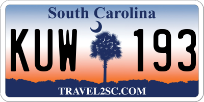 SC license plate KUW193