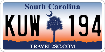 SC license plate KUW194