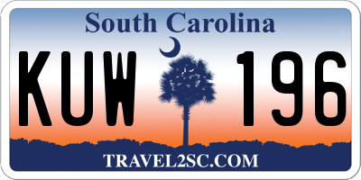 SC license plate KUW196