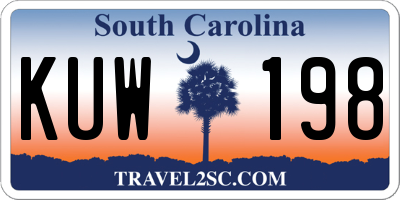 SC license plate KUW198