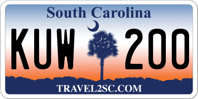 SC license plate KUW200