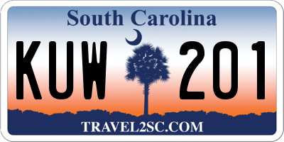 SC license plate KUW201