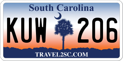 SC license plate KUW206