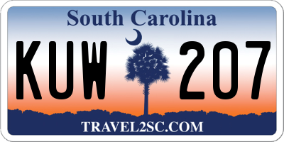 SC license plate KUW207