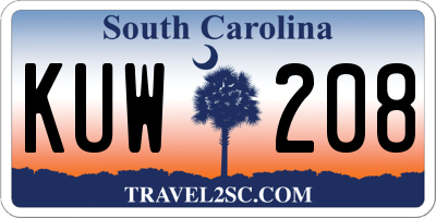 SC license plate KUW208