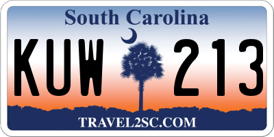 SC license plate KUW213