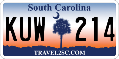 SC license plate KUW214