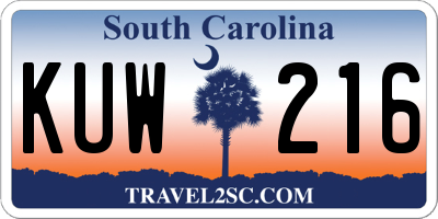 SC license plate KUW216