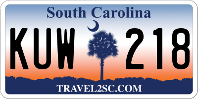 SC license plate KUW218