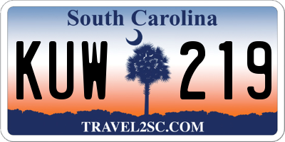 SC license plate KUW219