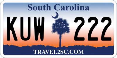 SC license plate KUW222