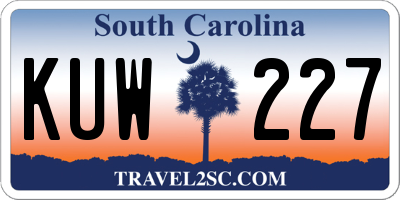 SC license plate KUW227