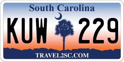SC license plate KUW229