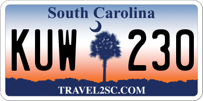 SC license plate KUW230