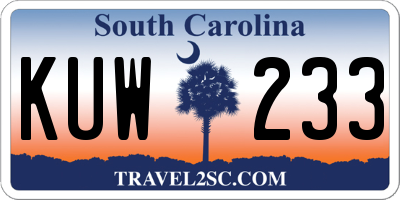 SC license plate KUW233