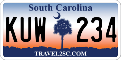 SC license plate KUW234