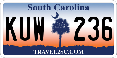 SC license plate KUW236