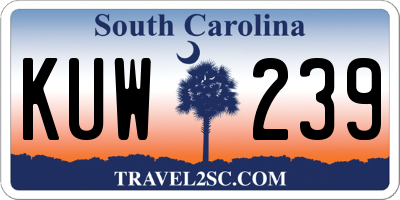 SC license plate KUW239