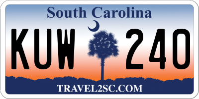 SC license plate KUW240