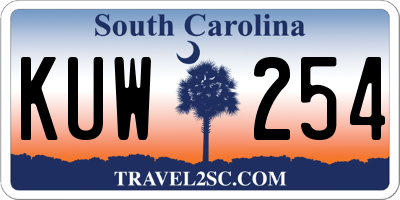 SC license plate KUW254