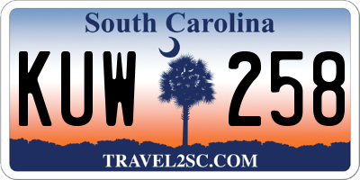 SC license plate KUW258