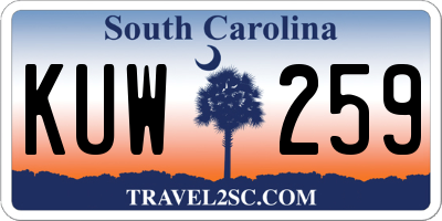 SC license plate KUW259