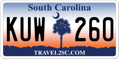 SC license plate KUW260
