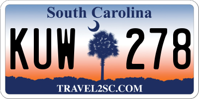 SC license plate KUW278